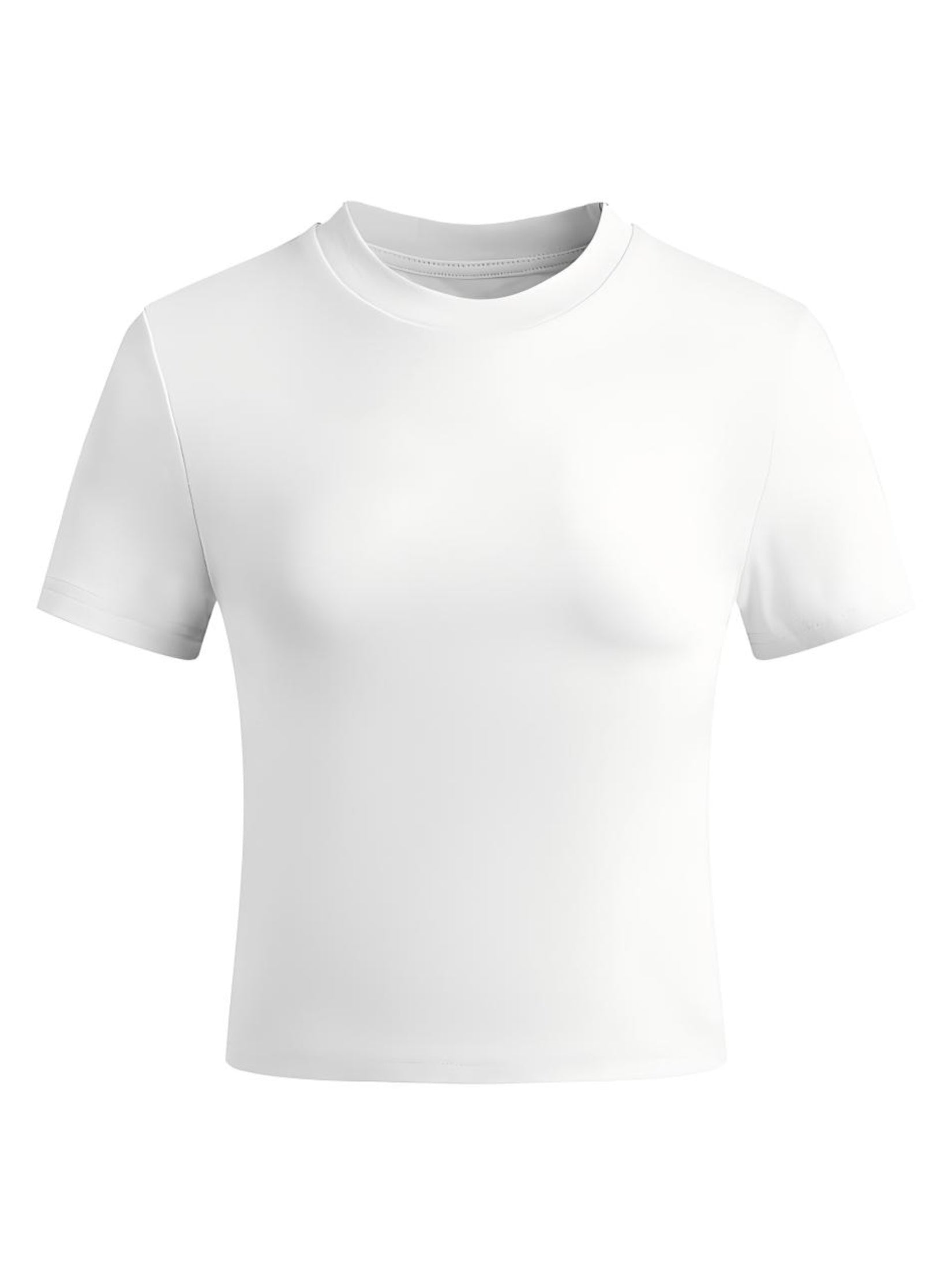 Solid Crew Neck Cropped Short Sleeve Tee