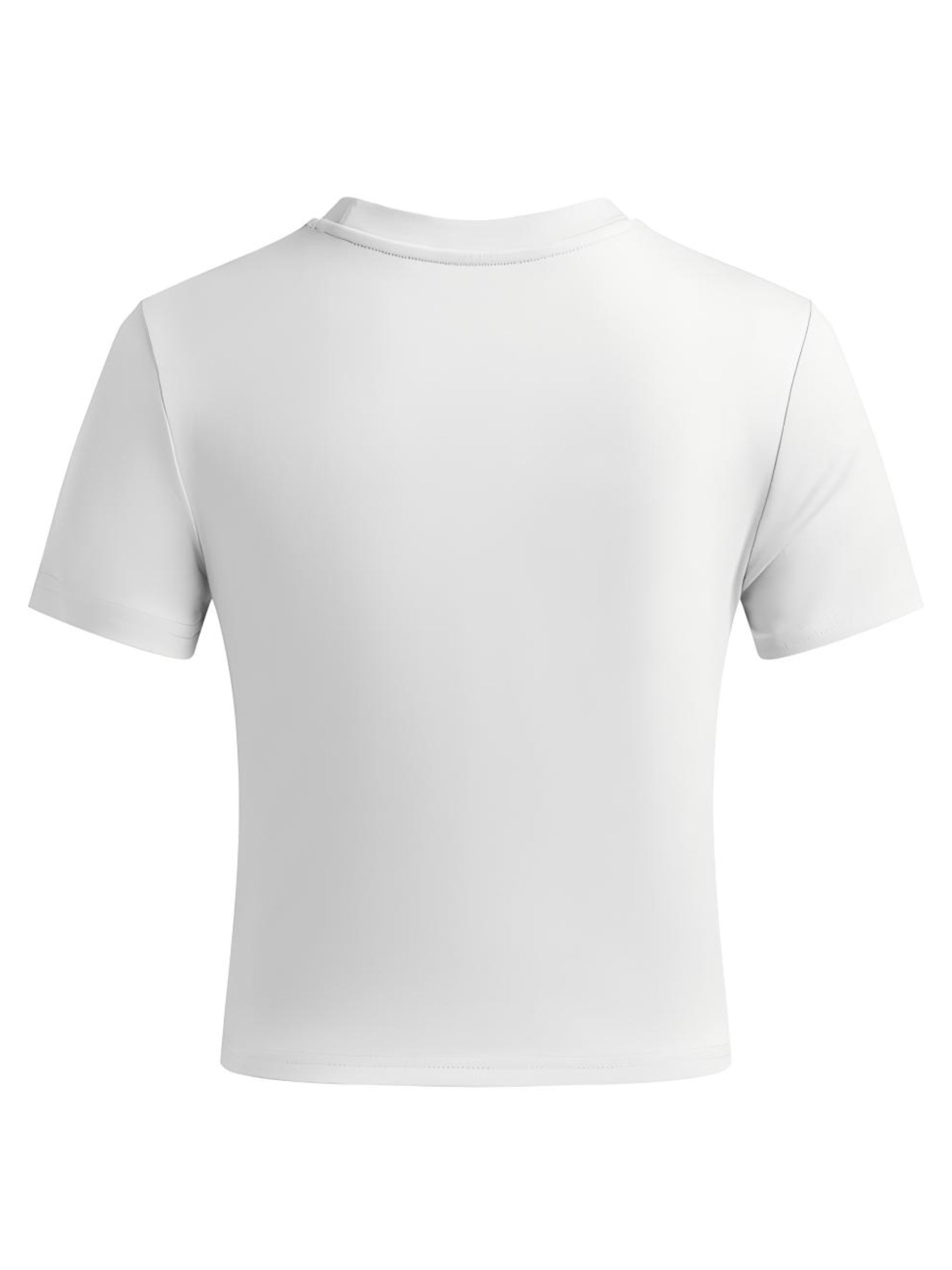 Solid Crew Neck Cropped Short Sleeve Tee