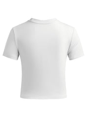 Solid Crew Neck Cropped Short Sleeve Tee