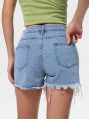 Ripped Tassel Chain Denim Shorts