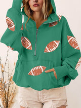 Women's Rugby Graphic Print Half Zip Hoodie
