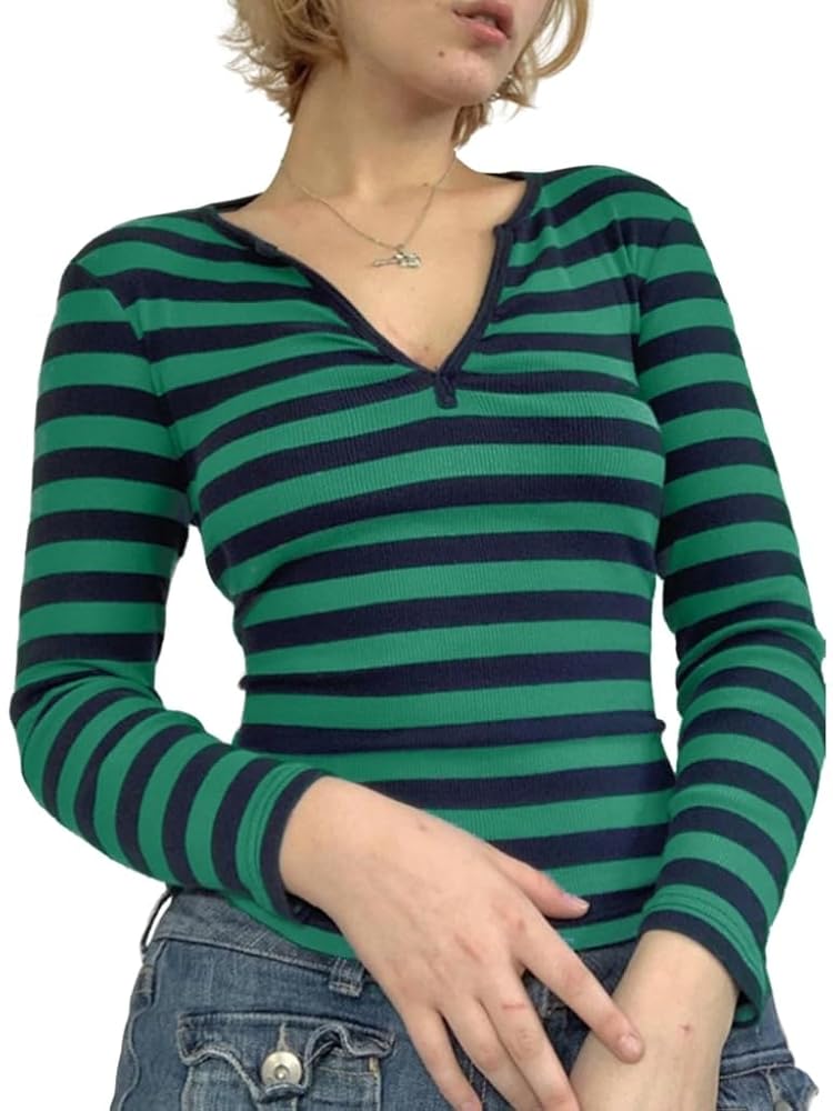 Y2K Paneled Fitted Henley Blouse