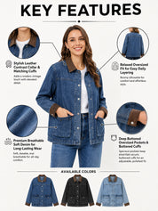 Oversized Denim Jean Jacket with Pockets