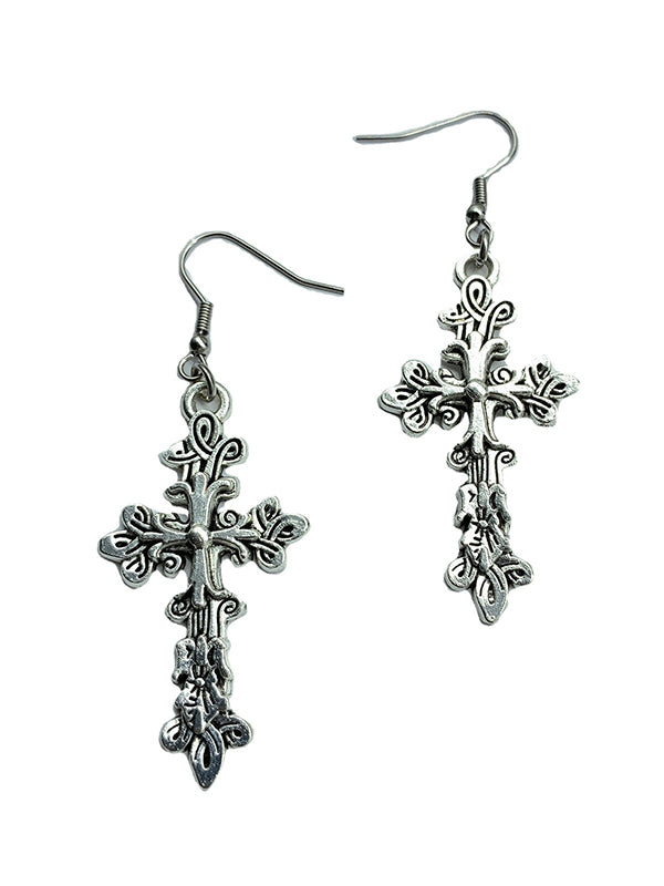 Vintage Baroque Cross Earrings