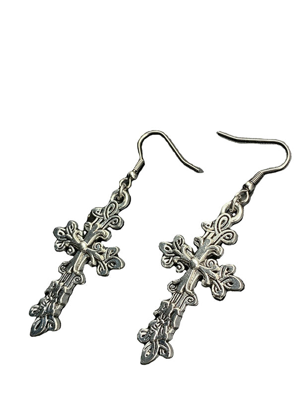 Vintage Baroque Cross Earrings