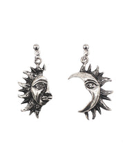 Dark Sun Moon Asymmetrical Earrings