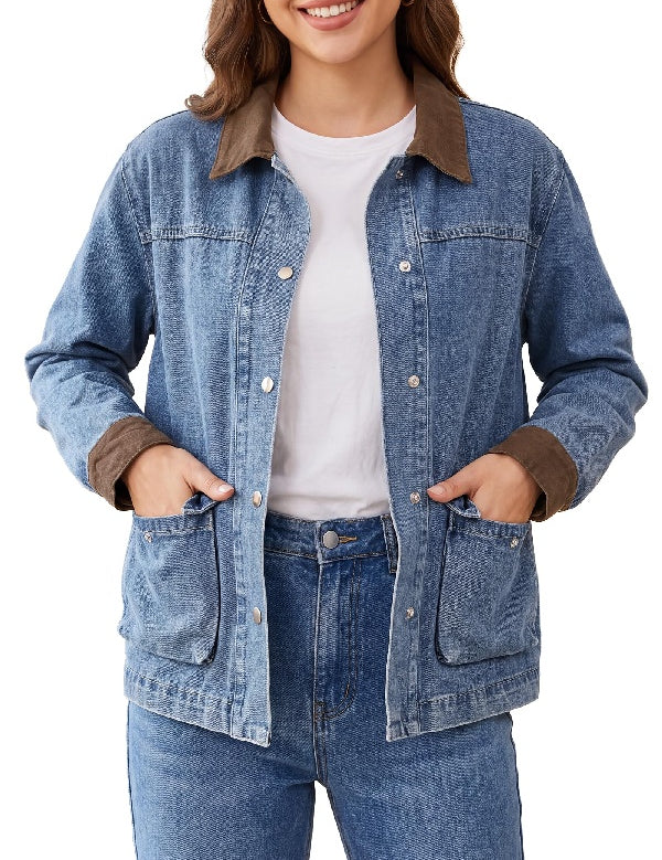Oversized Denim Jean Jacket with Pockets