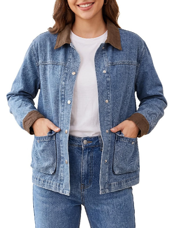 Oversized Denim Jean Jacket with Pockets