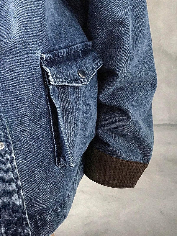 Oversized Denim Jean Jacket with Pockets