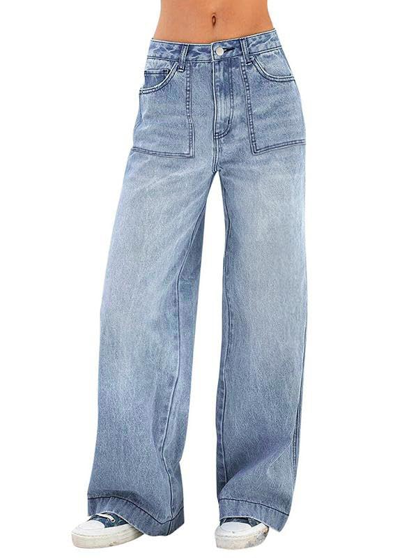 Vintage Streetwear High Waist Boyfriend Wide Leg Denim Pants