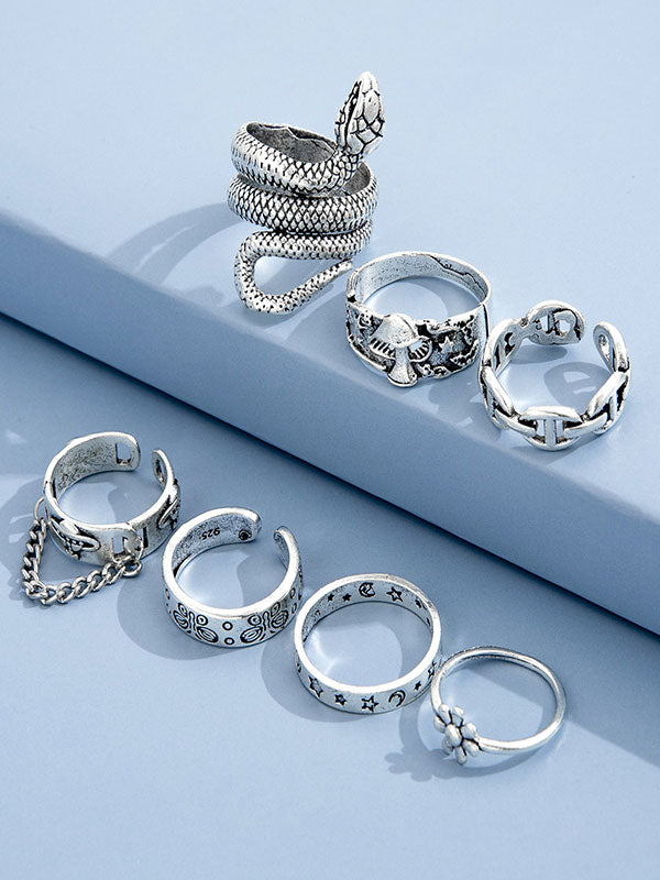 7pcs Engraved Ring Set