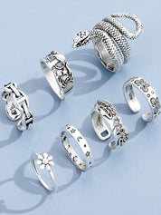 7pcs Engraved Ring Set