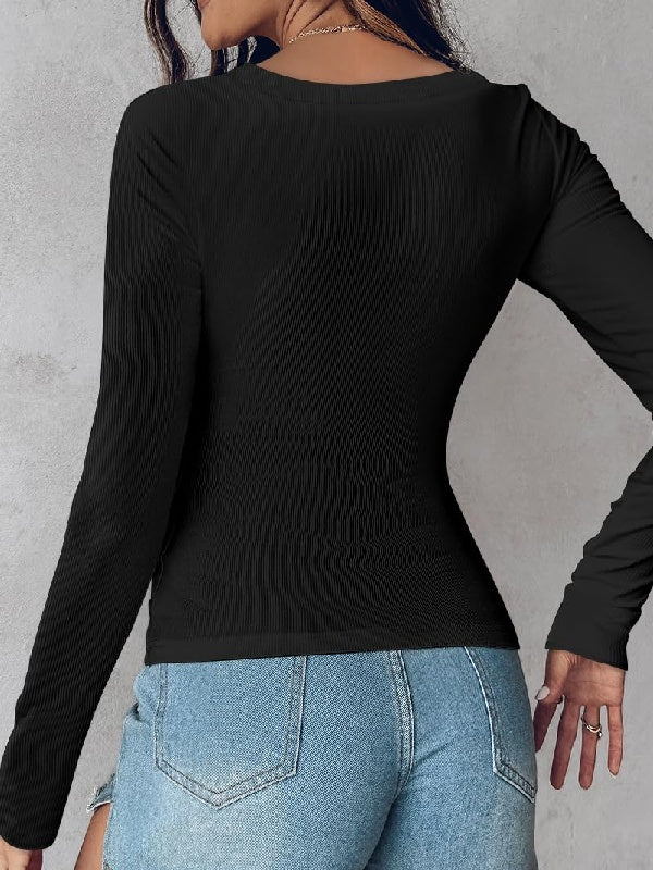Square Neck Long Sleeve with Built-in Bra