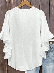 Plus Size Ruffle Sleeve V-Neck Top