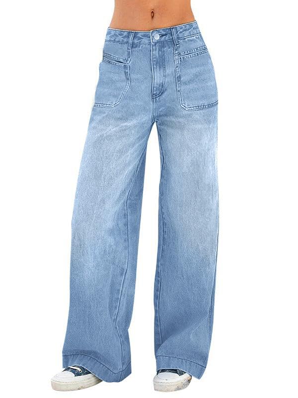 Vintage Stretch High Waist Boyfriend Baggy Wide Leg Denim Pants