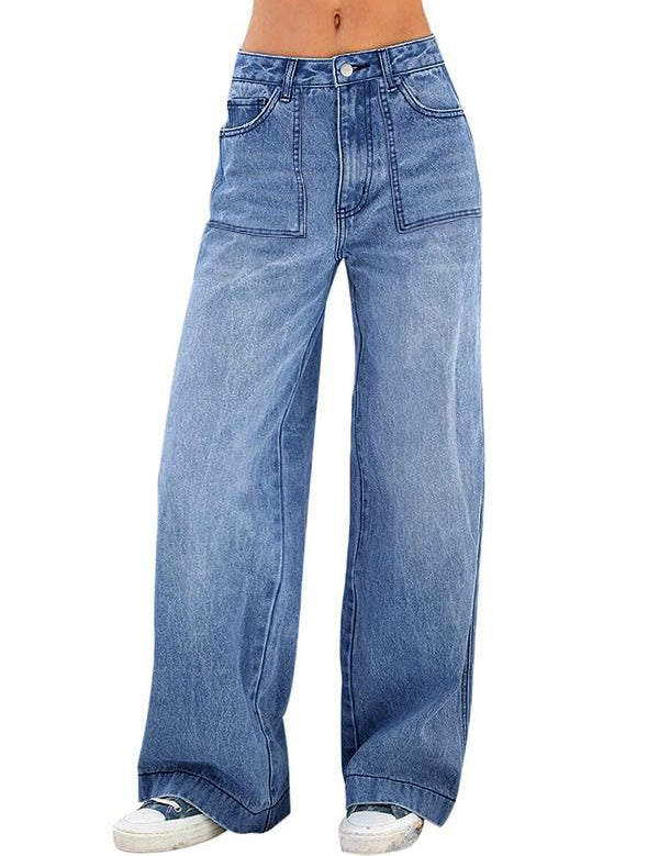 Vintage Streetwear High Waist Boyfriend Wide Leg Denim Pants