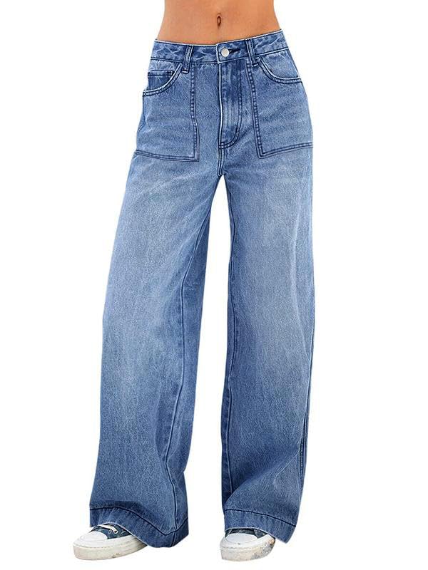 Vintage Streetwear High Waist Boyfriend Wide Leg Denim Pants