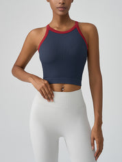 Two-Tone Ribbed Workout Built-In Bra Tank