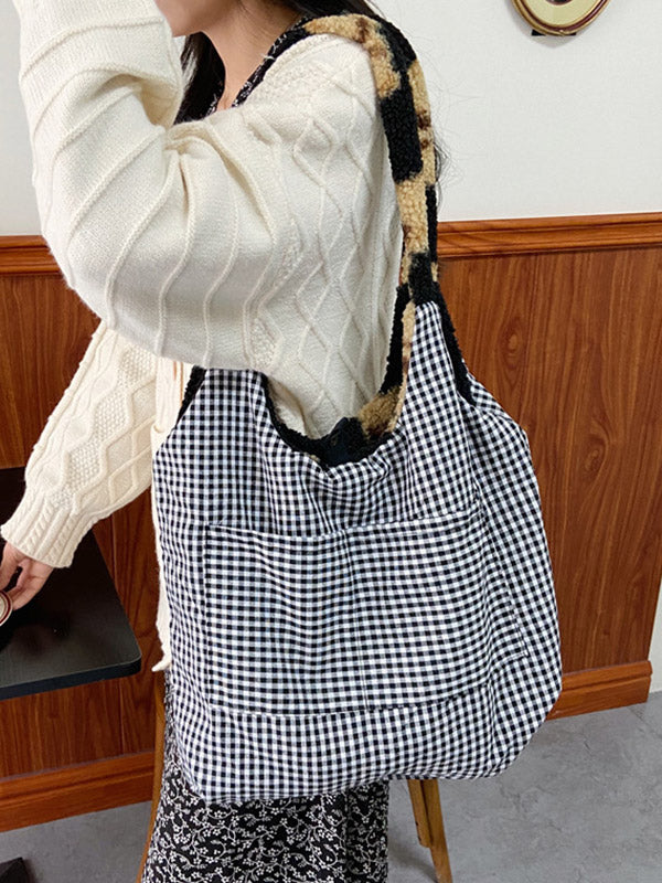 Fuzzy Teddy Bear Reversible Shoulder Bag