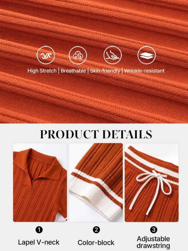 Women's 2 Piece Ribbed Knit Lounge Set