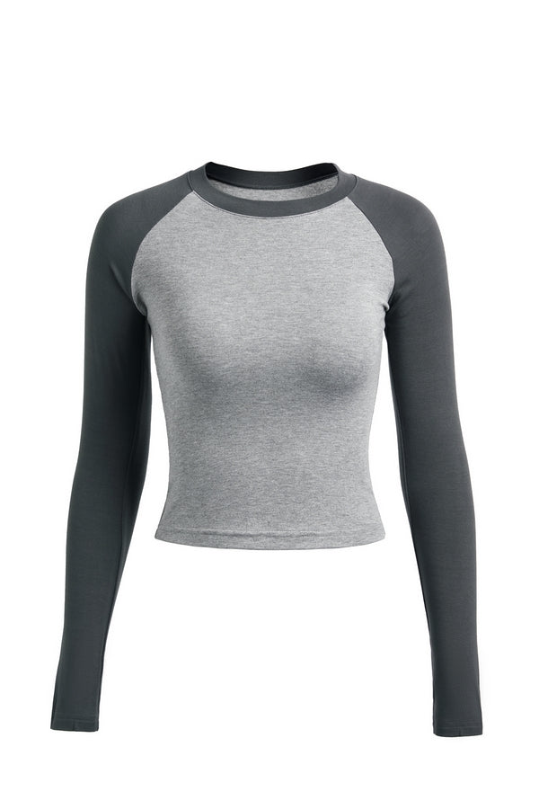 Raglan Sleeve Rib Crop Top