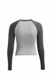 Raglan Sleeve Rib Crop Top