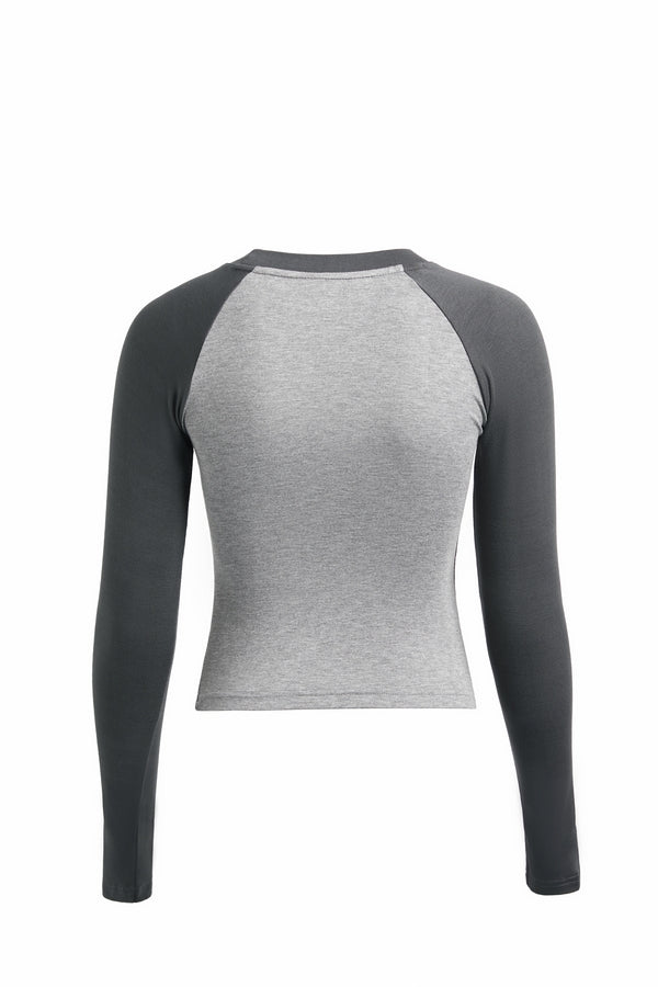 Raglan Sleeve Rib Crop Top