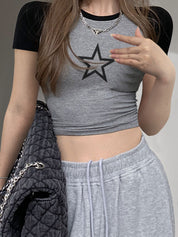 Raglan Sleeve Rib Crop Top