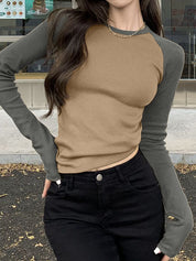Raglan Sleeve Rib Crop Top