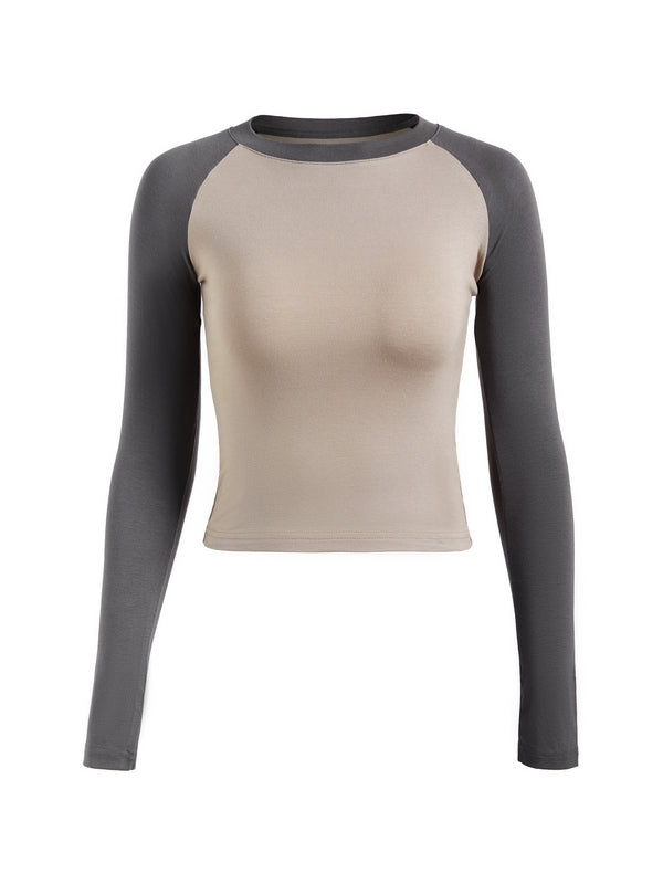 Raglan Sleeve Rib Crop Top