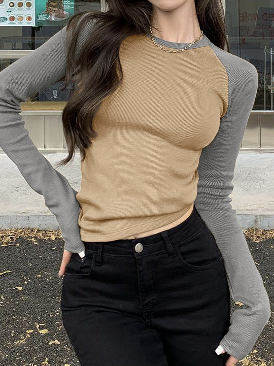 Raglan Sleeve Rib Crop Top