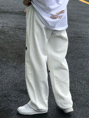 Men's White Wash Cross Pattern Straight Leg Jeans
