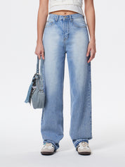 Bleached Raw Hem Boyfriend Jeans