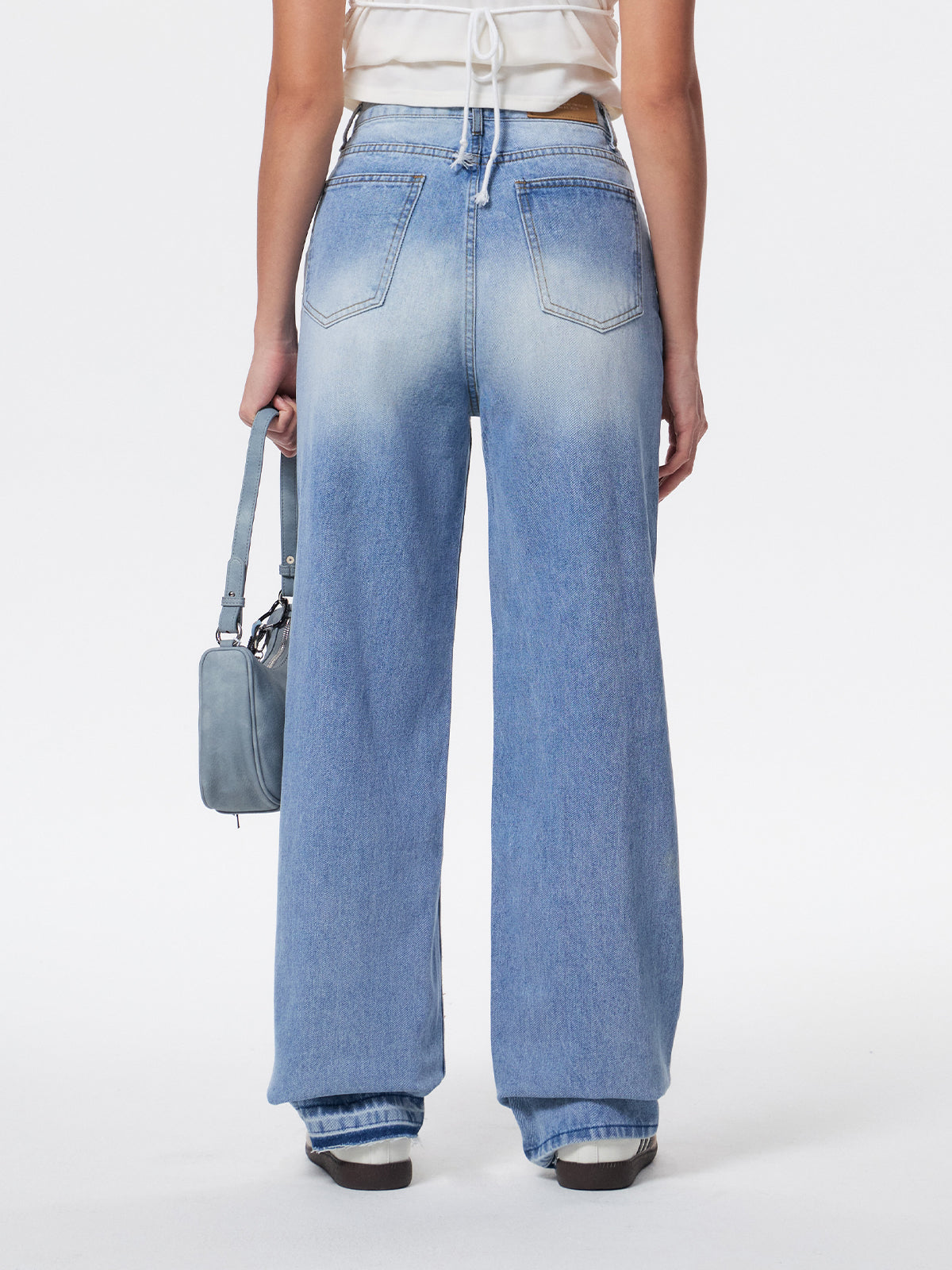 Bleached Raw Hem Boyfriend Jeans
