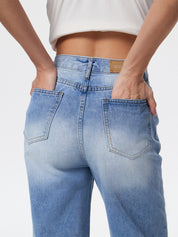 Bleached Raw Hem Boyfriend Jeans