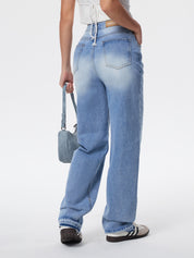 Bleached Raw Hem Boyfriend Jeans