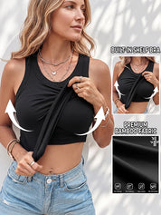 Bamboo Bra-Style Round Neckline Tank Top