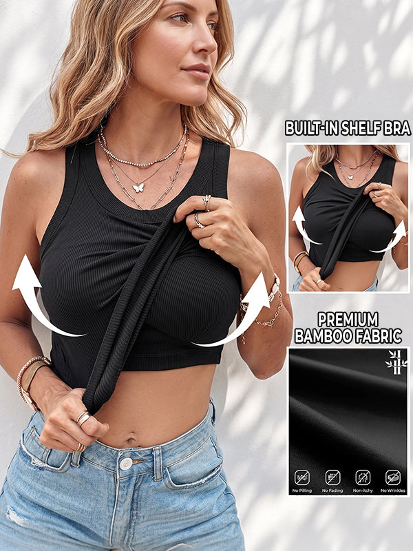 Bamboo Bra-Style Round Neckline Tank Top