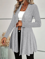 Ruffle Hem Open Front Cardigan
