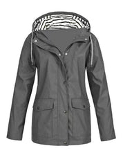 Solid Color Drawstring Zip Up Hooded Coat