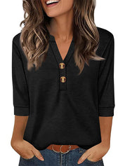 Womens V Neck 3/4 Sleeve Tops