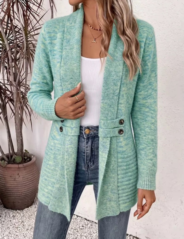 Women's Casual Double-Breasted Knit Cardigan