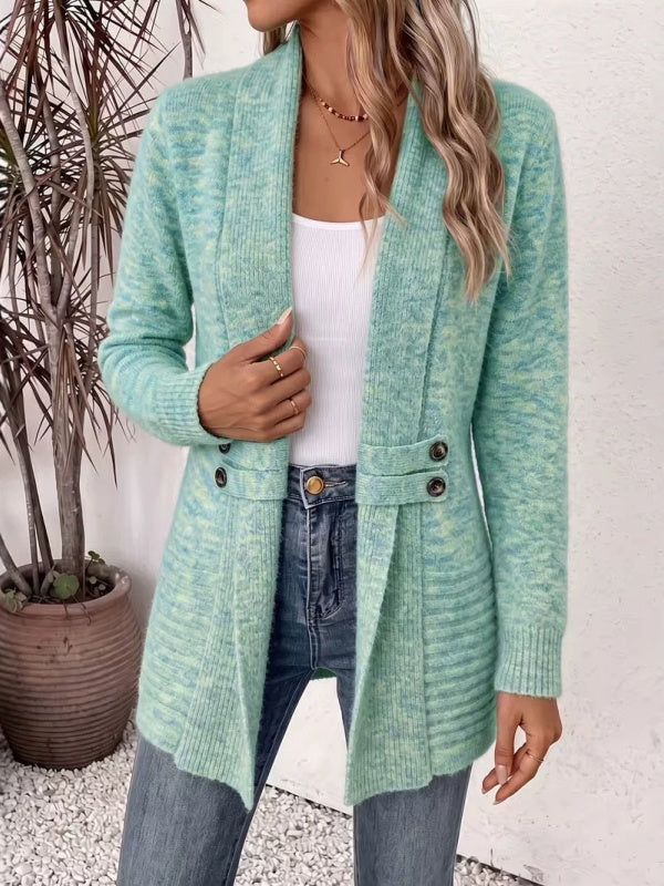 Women's Casual Double-Breasted Knit Cardigan