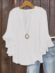 Plus Size Ruffle Sleeve V-Neck Top