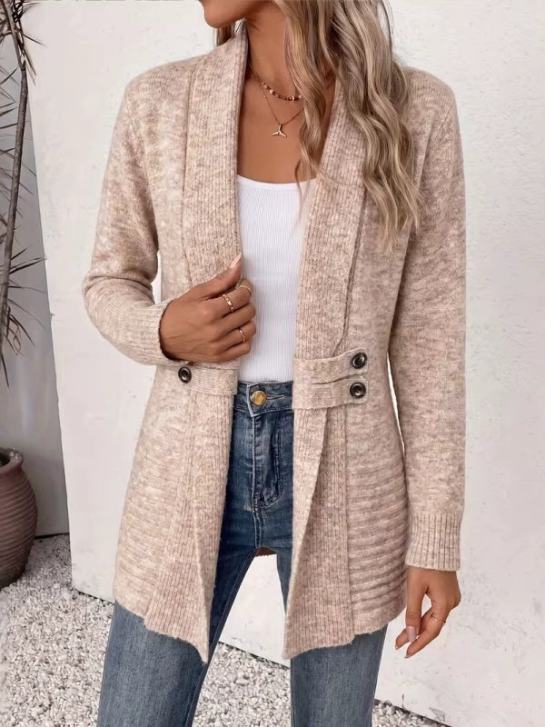 Women's Casual Double-Breasted Knit Cardigan