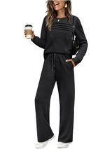 Crew Neck Drawstring Two-Piece Lounge Set