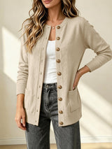 Women Knit Button Sweaters Cardigans with Pocket