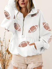 Women's Rugby Graphic Print Half Zip Hoodie