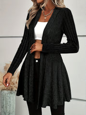 Ruffle Hem Open Front Cardigan