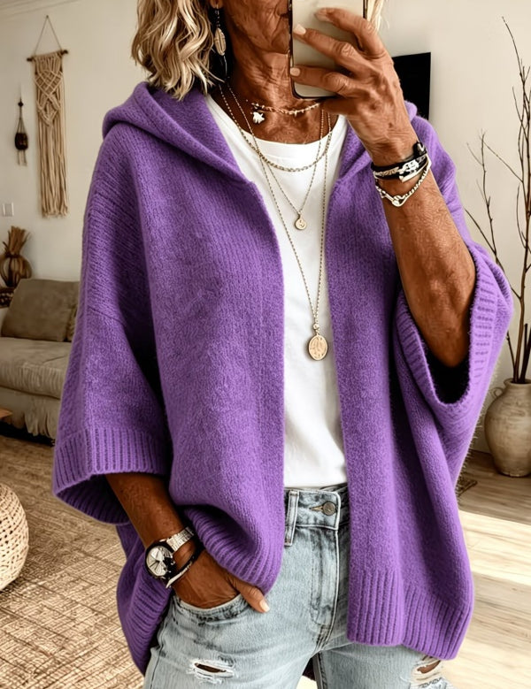 4 Sleeve Hooded Knit Cardigan